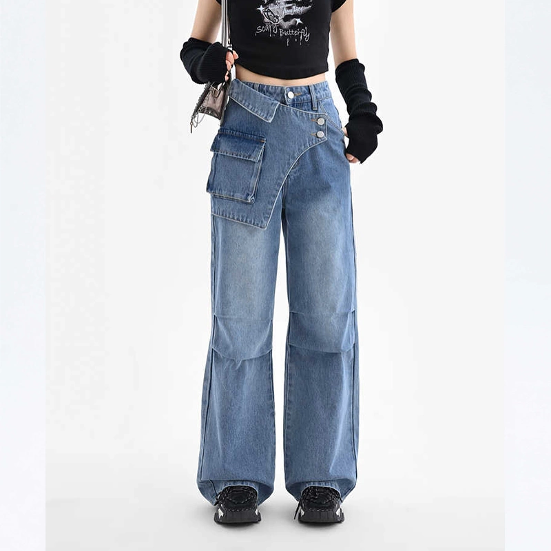 Blue Irregular Retro Wide-leg Jeans 8 Blue Irregular Retro Wide-leg Jeans - Image 6