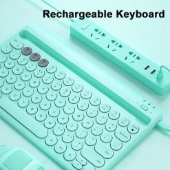 Kawaii Pastel Color Wireless Keyboard -Kawaii Fashion Shop Bluetooth compatible Wireless Silent Mini Gaming Set Keyboard Mouse Combo Magic Keyboard Mouse For iPad Phone 3