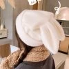 Kawaii White Bunny Ears Hat -Kawaii Fashion Shop Bunny Ears Beanie Hat Draping Rabbit Ear Winter Knitted Beanie Hat Solid Color Outdoor Stretchy Warm