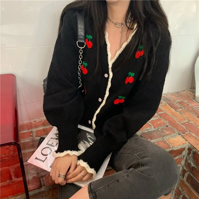 Cute Cherry Knitted Cardigan 9 Cute Cherry Knitted Cardigan - Image 7