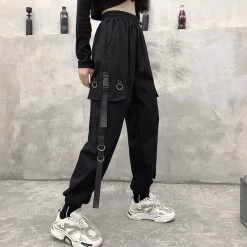 Solid Color Cargo Pant With Pocket 10 Solid Color Cargo Pant With Pocket -Kawaii Fashion Shop Cargo Pants Women Chic BF Style Boyfriend All match Casual Teens Streetwear Clothing Spring Fall Ladies 2