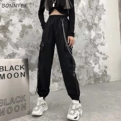 Solid Color Cargo Pant With Pocket 13 Solid Color Cargo Pant With Pocket -Kawaii Fashion Shop Cargo Pants Women Chic BF Style Boyfriend All match Casual Teens Streetwear Clothing Spring Fall Ladies 5
