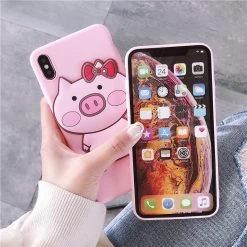 Cartoon 3D Pig Couple Phone Case 12 Cartoon 3D Pig Couple Phone Case -Kawaii Fashion Shop Cartoon 3D pig Couple Phone Case For Samsung Galaxy S20 S10 Lite S9 S8 S7 note 4