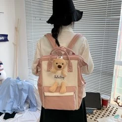 Cartoon Bear Nylon Waterproofing Backpack -Kawaii Fashion Shop Cartoon Bear Diaper Backpack Large Capacity Mummy Bag For Nappies Maternity Baby Backpack For Travel Dropshipping 4