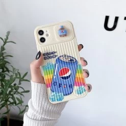 Cartoon Pepsi IPhone Case -Kawaii Fashion Shop Cartoon Camera Lens Protection Phone Case on For iPhone 12 11 Pro Max 8 7 Plus 3