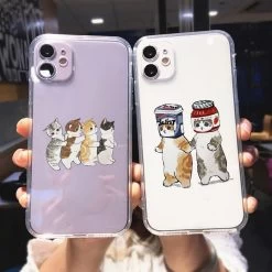 Kawaii Cartoon Cat Transparent IPhone Case