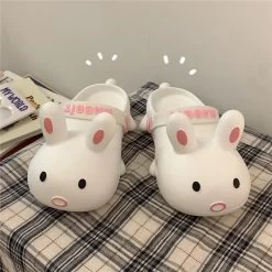 Lovely Rabbit Slippers -Kawaii Fashion Shop Cartoon Lovely Women Slippers Joker Soft Bottom Home Slippers Summer Sandals Slides Girls Hollow Out Beach 2