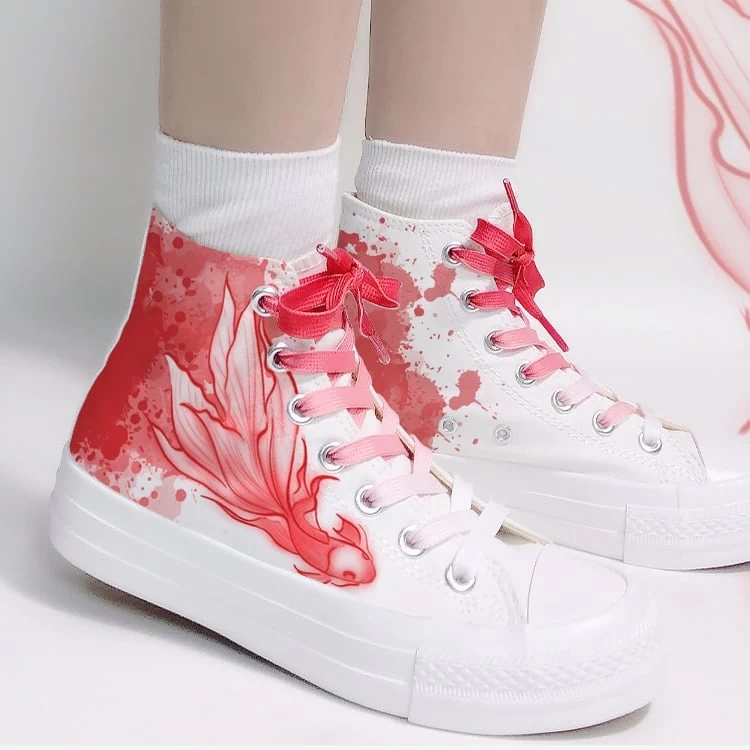 Cartoon Red Graffiti High Top Canvas Shoes 3 Cartoon Red Graffiti High Top Canvas Shoes