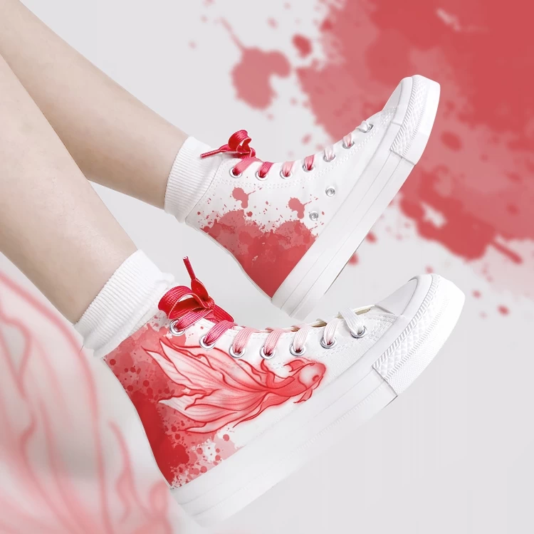 Cartoon Red Graffiti High Top Canvas Shoes 5 Cartoon Red Graffiti High Top Canvas Shoes - Image 3