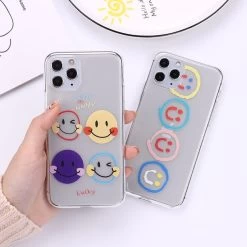 Cute Cartoon Smiley IPhone Cases -Kawaii Fashion Shop Cartoon Smiley and Daisy silicone phone case for iphone 12 13 pro max mini 7 x 1