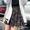 Fashion Vintage Plaid Mini Skirts -Kawaii Fashion Shop Casual Basic Fashion All Match Plaid Vintage Irregular High Waist College Wind 2018 New Fashion Female