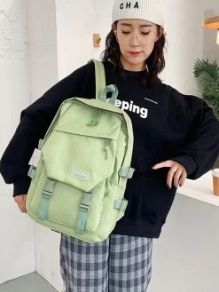 Kawaii Korean Nylon Backpack -Kawaii Fashion Shop Classic Korean Backpack Unisex Pure Color College Student Simple Backpack Sports Hanging Buckle Nylon School Bag 3