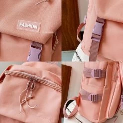 Kawaii Korean Nylon Backpack -Kawaii Fashion Shop Classic Korean Backpack Unisex Pure Color College Student Simple Backpack Sports Hanging Buckle Nylon School Bag 5