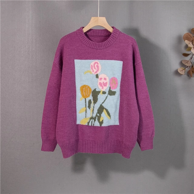 Korean Style Floral Knitted Sweater 5 Korean Style Floral Knitted Sweater - Image 3
