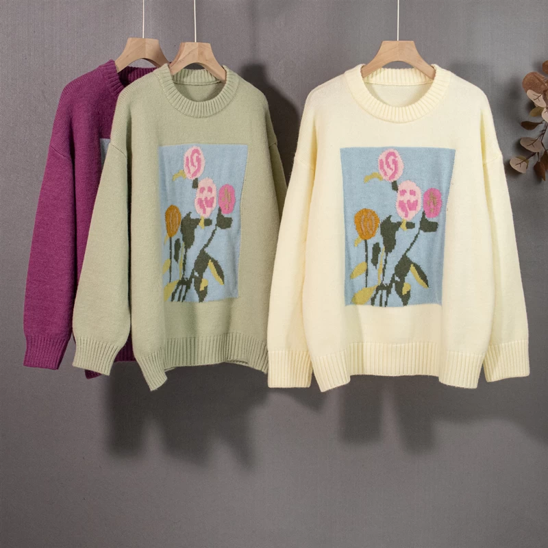 Korean Style Floral Knitted Sweater 9 Korean Style Floral Knitted Sweater - Image 7