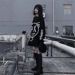 Gothic Punk Long Sleeve Egirl Tee -Kawaii Fashion Shop Cool Women Fashion Korean Oversized Long Sleeve T Shirt Hip Hop Punk Streetwear Girls Tees Autumn 4
