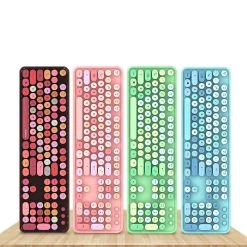 Colorful Wireless Keyboard -Kawaii Fashion Shop Cool red color wireless keyboard mouse color punk keyboard office 2