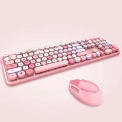 Colorful Wireless Keyboard -Kawaii Fashion Shop Cool red color wireless keyboard mouse color punk keyboard office 4
