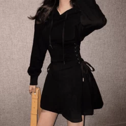 Corset Waist Hooded Dress