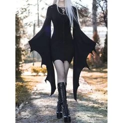 Forest Witch Hooded Dress 10 Forest Witch Hooded Dress -Kawaii Fashion Shop Cosplay Medieval Forest Elven Elf Pixie Costume For Women Gothic Vintage Slim Hooded Nienna Dress Halloween 2