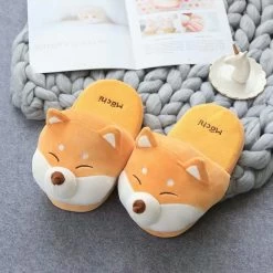 Cute Shiba Akita Inu Slippers 8 Cute Shiba Akita Inu Slippers -Kawaii Fashion Shop Couple Cartoon Cute Husky Shiba Home Winter Warm Non Slip Indoor Fluffy Floor Shoes Women s 2