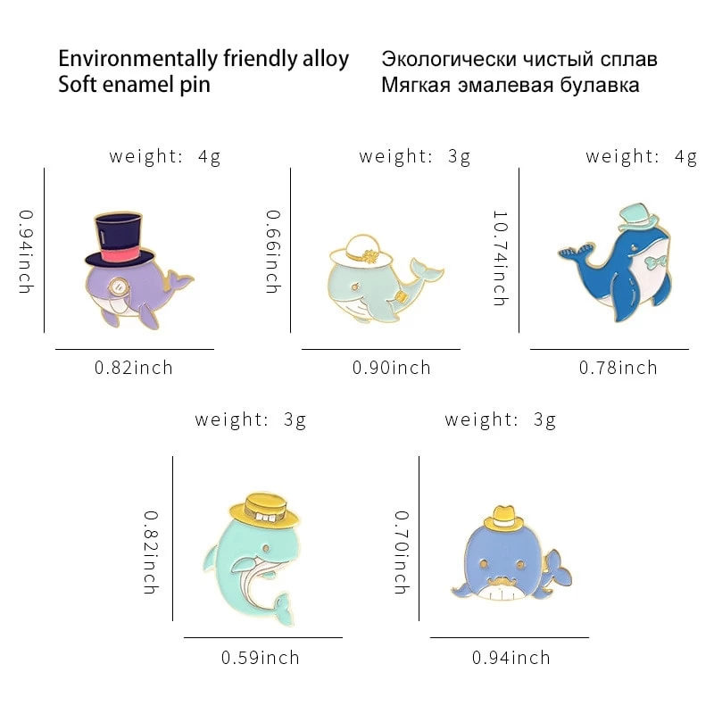 Cute Cartoon Whale Brooch 4 Cute Cartoon Whale Brooch - Image 2