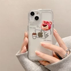 Creative Office Cartoon Bear IPhone Case -Kawaii Fashion Shop Creative Office Cartoon Bear Phone Case Cover for IPhone 11 12 13 14 Pro X XR 5