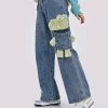 Cute 3D Cartoon Crocodile Embroidery Straight-leg Jeans -Kawaii Fashion Shop Cute 3D Cartoon Crocodile Embroidery Straight leg Jeans 11