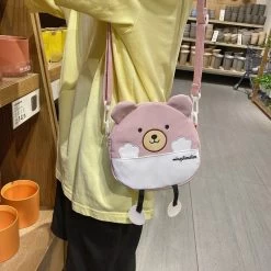 Cute Bear Mini Crossbody Bag 10 Cute Bear Mini Crossbody Bag -Kawaii Fashion Shop Cute Bear Shape Cartoon Animal Shoulder Bag For Children Nylon Purse Messengers Bags Girl Handbag Round 2