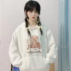 Cute Bear Waffle Loose Couple Hoodie 10 Cute Bear Waffle Loose Couple Hoodie -Kawaii Fashion Shop Cute Bear Waffle Loose Couple Hoodie 7