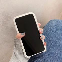 Cute Lamb Plush Bear IPhone Case -Kawaii Fashion Shop Cute Bear Warm Lamb Plush Fabric Phone Case For iphone 12 11 13 Pro Max 6 4