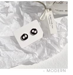 Cute Black Briquette Earrings 11 Cute Black Briquette Earrings -Kawaii Fashion Shop Cute Black Briquette Earrings 2