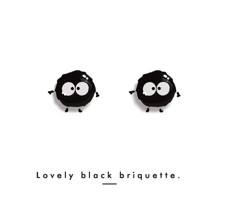 Cute Black Briquette Earrings 3 Cute Black Briquette Earrings