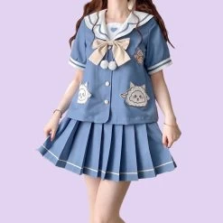 Kawaii Fashion Shop 31 Cute Blue JK Sailor Uniform Skirt Set