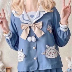 Cute Blue JK Sailor Uniform Skirt Set -Kawaii Fashion Shop Cute Blue JK Sailor Skirt Uniform Set 6
