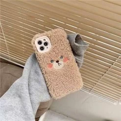 Kawaii Brown Bear Plush IPhone Case -Kawaii Fashion Shop Cute Brown Bear Plush Phone Case For Iphone 11 12 13 Pro Max 6 7 8 3
