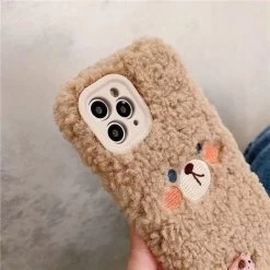 Kawaii Brown Bear Plush IPhone Case -Kawaii Fashion Shop Cute Brown Bear Plush Phone Case For Iphone 11 12 13 Pro Max 6 7 8 4