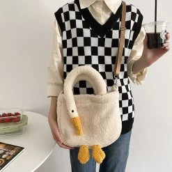Kawaii Cartoon Goose Shoulder Bag 10 Kawaii Cartoon Goose Shoulder Bag -Kawaii Fashion Shop Cute Cartoon 3D Creative Goose Women s Shoulder Bag for 2021 Winter New Fashion Solid Soft 2