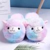 Kawaii Alpaca Slippers -Kawaii Fashion Shop Cute Cartoon Alpaca House Women Fur Slippers Winter Warm Plush Parent Child Floor Slides Indoor Bedroom