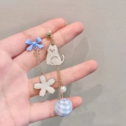 Sweet Cute Cartoon Animal Earrings -Kawaii Fashion Shop Cute Cartoon Animal Drop Earrings For Women Girls New Pop Princess Bow Rabbit Bear Cat Pendant 2