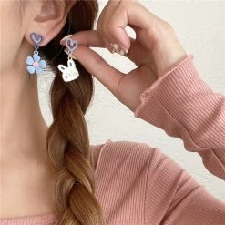 Sweet Cute Cartoon Animal Earrings -Kawaii Fashion Shop Cute Cartoon Animal Drop Earrings For Women Girls New Pop Princess Bow Rabbit Bear Cat Pendant 5