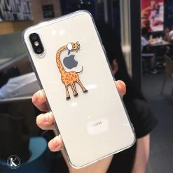 Cute Cartoon Giraffe Couple IPhone Case -Kawaii Fashion Shop Cute Cartoon Animal Giraffe Clear Phone Case For iPhone 13 Pro Max 12 Mini 11 X 3