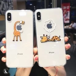 Cute Cartoon Giraffe Couple IPhone Case -Kawaii Fashion Shop Cute Cartoon Animal Giraffe Clear Phone Case For iPhone 13 Pro Max 12 Mini 11 X 4