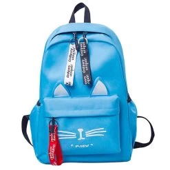 Cute Cartoon Cat Canvas Backpack -Kawaii Fashion Shop Cute Cartoon Cat Ears Backpack Girl Schoolbag for Teenage Women Back Pack Canvas School Backpack Famale 3