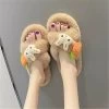 Kawaii Cartoon Plush Slippers 1 Kawaii Cartoon Plush Slippers -Kawaii Fashion Shop Cute Cartoon Plush Slippers Women s 2022 New Autumn Winter Female House Leisure Antiskid Comfortable Cross