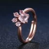 Kawaii Rose Gold Cat Paw Ring -Kawaii Fashion Shop Cute Cat Claw Opening Ring Women Rose Gold Crystal Footprint Plated Adjustable Ring Romantic Wedding Love
