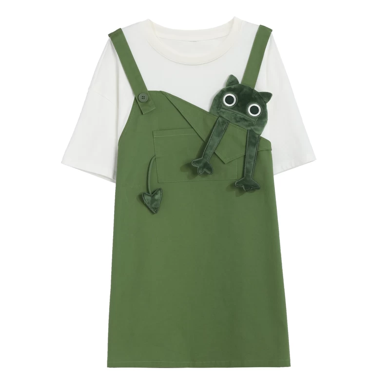 Cute Funny Green Kitten Fake Two T-shirts 7 Cute Funny Green Kitten Fake Two T-shirts - Image 5
