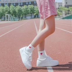 Cute Heart Long Socks 10 Cute Heart Long Socks -Kawaii Fashion Shop Cute Heart Socks Women Cotton Long Socks Japanese Heart Pattern Middler Tube Socks Hiphop Cool Socks 2