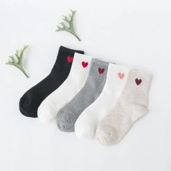 Cute Heart Long Socks 12 Cute Heart Long Socks -Kawaii Fashion Shop Cute Heart Socks Women Cotton Long Socks Japanese Heart Pattern Middler Tube Socks Hiphop Cool Socks 4