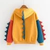 Kawaii Dinosaur Color-block Oversized Hoodie